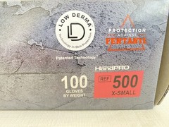 (100/Pk) HOURGLASS Fortis500 Low Derma Nitrile Exam Gloves – XSmall Matte Black