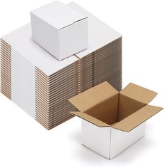 6x4x4 Sturdy Shipping Boxes – 50 Pack White Corrugated Boxes for Small Business