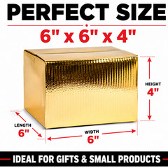 6x6x4 Metallic Gold Gift Boxes 32 ECT Designer Shipping Mailers