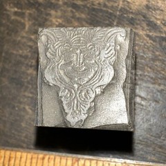 Print Block ( Smiling Face, Tribal Scene ) Lead Block