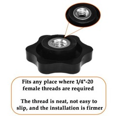 4 Pcs 1/4″-20 Inch Knob Black Nylon Screw-On Type Thru Threaded Knob Nuts 6-Star