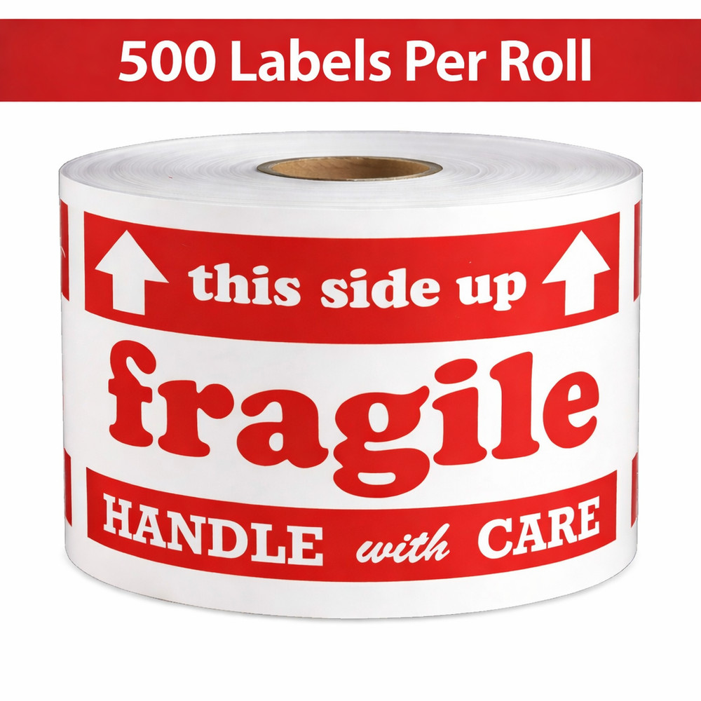 Shipping Labels- 3X5 fragile this side up 500 labels per roll, 1-16 Rolls