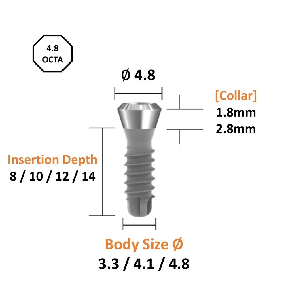 Evidence Implant Tissue Level Fixture Neck Dia 4.8/6.5 Octa FDA/CE Korea Made