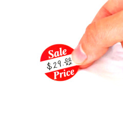 ⭐2 ROLL SPECIAL! ⭐ 1000 RED + WHITE PRICE LABELS STICKERS RETAIL STORE SALE TAGS