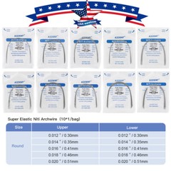 AZ Dental Orthodontic Arch Wire Super Elastic Niti Round Natural form 10pc/pk