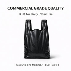 Extra Heavy Duty Black T-Shirt Bags 1/6 Size 21×6.5×11.5 1.18 Mil Grocery Bags