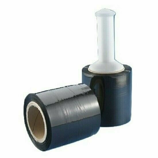 3″ in. x 1000FT 80 Gauge 1 Roll Stretch Shrink Film Hand Wrap + Handle Black