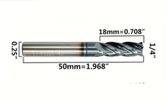 5PCS 1/4″ 4 FLUTE LONG CARBIDE END MILL – TiALN COATED