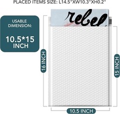 Bubble Mailers10.5×16 250pack Large Padded Envelopes 10.5×15 Mailing Bags White