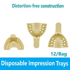 12Pcs Dental Impression Trays Perforated Plastic Denture trays Upper/Lower L/M/S