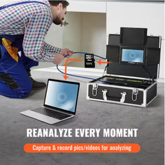 Vevor Sewer Pipeline Inspection Camera 7 in. Screen 98 ft with DVR 16GB SD Card