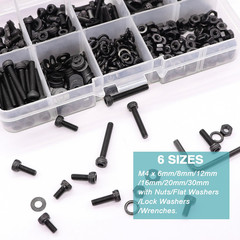 380PCS M4 Screw Kit M4x6/8/12/16/20/30mm 6 Size Hex Socket Head Cap Screws,M4 Bo