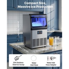 Uimoso Commercial Ice Maker 80 lbs/24h with 13lbs Storage for Bar and Restaurant