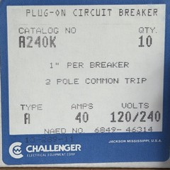 A240 Side Mount Clip CTL-yes Type A Challenger A240K MH240 2 Pole 40 Amp ~New!