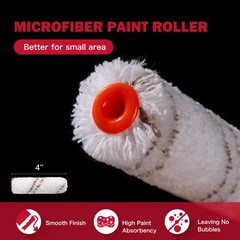 13Pcs Mini 4-Inch Paint Roller Kit Microfiber Rollers Tray Liners Trim Touch-Ups