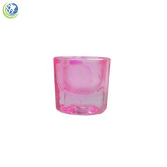 2 X GLASS DAPPEN DISH PINK COATED ACRYLIC LIQUID CONTAINER DENTAL COSMETOLOGY