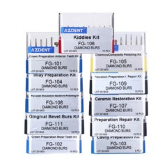5 pack AZDENT Dental Diamond Burs Set FG Polishing Kit for High Speed handpiece