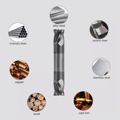 2PCS 4 Flute 1/2″ x 5/8″ x 3″ Solid Carbide End Mill – Double End – AlTiN Coated