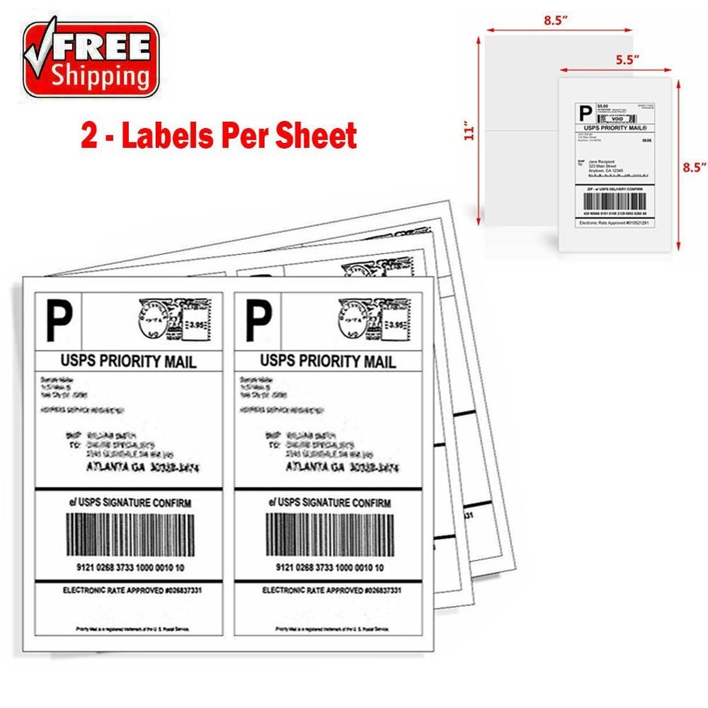 200-10000 8.5×5.5 Shipping Address Labels Half Sheet Self Adhesive for Laser ink