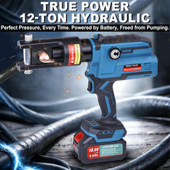 12-Ton Electric Hydraulic Crimping Tool – Battery Powered 6AWG–600MCM Cable Lug
