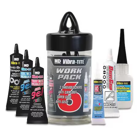 Vibra-Tite 27007 Threadlocker Work Pack Kit, Threadlockers, Anti Cam-Out,