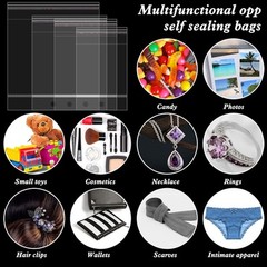 400Pcs Clear Plastic Self Sealing Bags with Hang Hole Resealable Large,