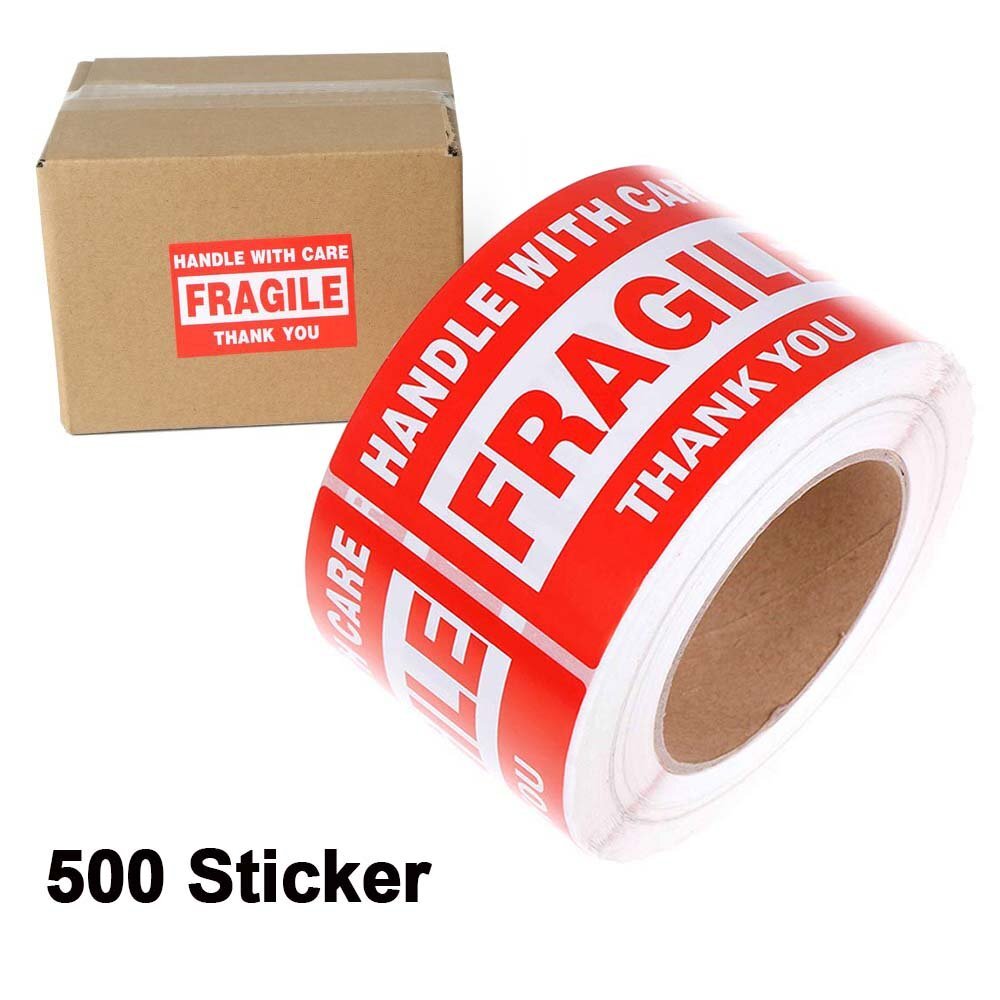500/Roll 3“ x 5” Fragile Stickers Handle with Care Thank You Shipping Label Tag