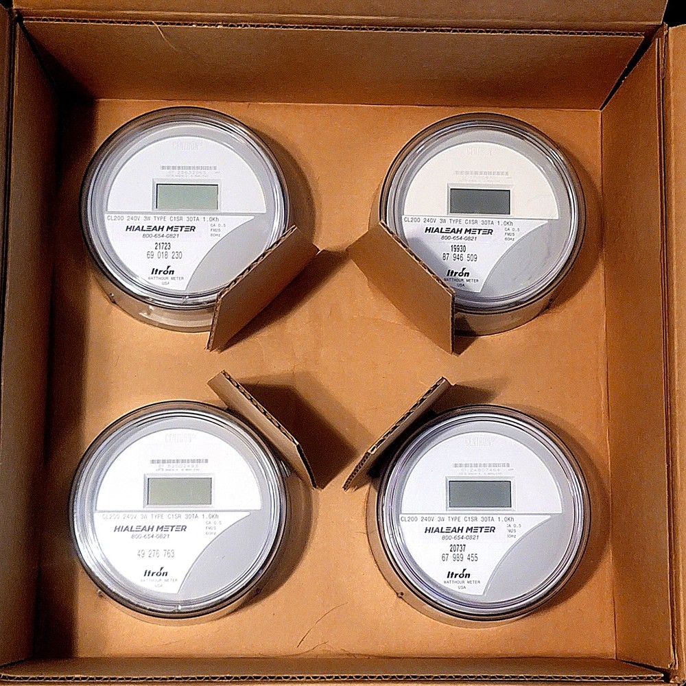 NEW Set 4 Centron Itron Watthour Meter CL200, 240V, 3W, C1SLR, 30TA, 1.0Kh 60Hz