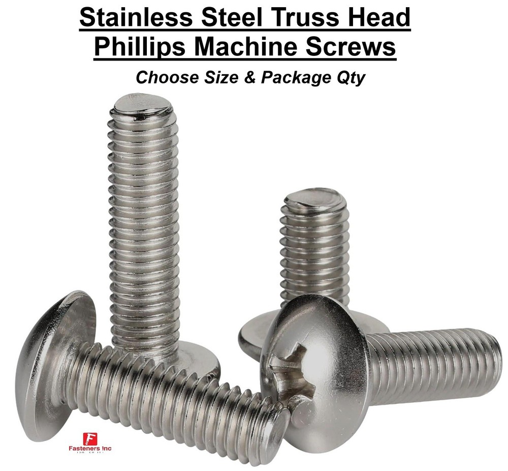 1/4″-20 Stainless Steel Phillips Truss Head Machine Screws (Pick Length & Qty)
