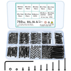 750 Pcs M2 Screws Bolts and Nuts Assortment Kit Small Hex Socket Head Cap…….