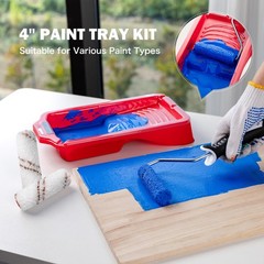 13Pcs Mini 4-Inch Paint Roller Kit Microfiber Rollers Tray Liners Trim Touch-Ups