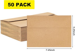 Kraft Envelopes, 50 Pack, 5 X 7 Inch, Brown Envelopes, A7