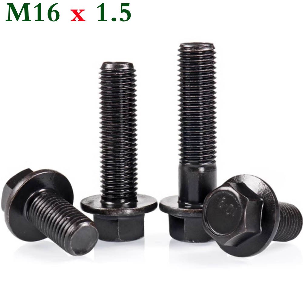 M16 x 1.5 Fine Thread Class 10.9 Hex Head Flange Screws Frame Bolts Black Oxide