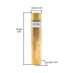 Thrifco 5320005 1/2 inch x 3 Inch Brass Nipple