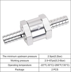 2x 6mm 1/4″ Fuel Line Non-Return One Way Air Fuel Oil Check Valve Diesel Gas