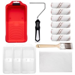 13Pcs Mini 4-Inch Paint Roller Kit Microfiber Rollers Tray Liners Trim Touch-Ups