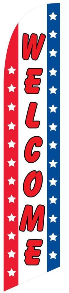 Welcome (stars and stripes) 12ft Feather Banner Swooper Flag – FLAG ONLY
