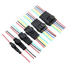 1-6 Pin Waterproof Male/Female Connectors Attached Wire Cable Colors Plug Sealed