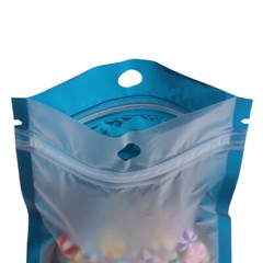 100x Matte Clear & Blue Mylar Zip Lock Bags w/ Hang Hole 12x20cm 4.75×7.75in