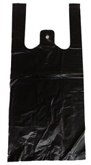 SALE 500 Large Heavy Black PlasticT-shirt Shopping Bags Handles 11.5″x6.5″x21″