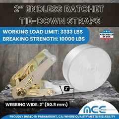 USA Heavy Duty 2″ x 20′ Motorcycle Utility Endless Ratchet Tie Down Strap