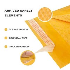 50Pcs Coolpkg #000 4″x8″ Secure Seal Kraft Bubble Mailers Padded Envelopes 4×8