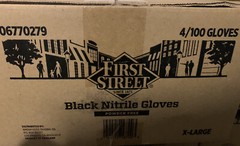 First Street XL Black Nitrile Gloves 5 MIL All Purpose, FOOD, Auto, 100 BX