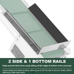 62″L Electric Incline Conveyor Machine, Max. 35.4″H Lift, 7.87″W Rubber PVC Belt