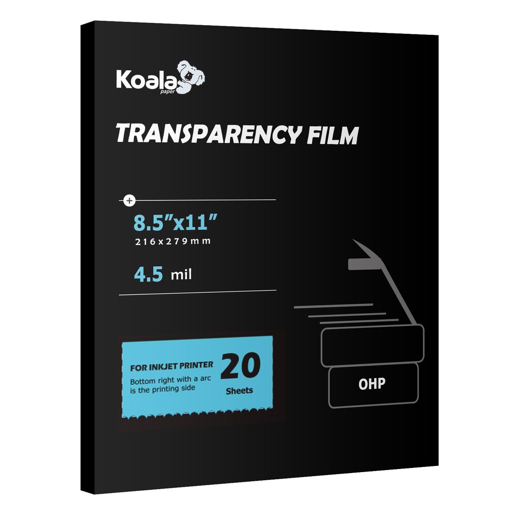 Koala Inkjet Transparency Film Clear 8.5×11 20 Sheet Overhead Projector Crafts