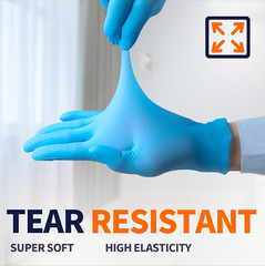 MED -Mil Blue Disposable Medical Gloves Powder-Free Latex-Free, Box of 100 Pcs