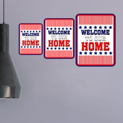Portrait Round Plus Stars, Stripes, and Proud: Welcome to Our Home Sign