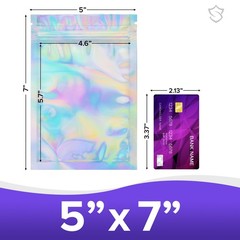 200 Quantity STASHIELD Holographic Smell Proof Mylar Bags Resealable Packaging