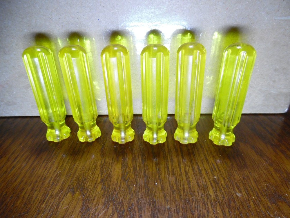 6 Amber/Yellow Blank Screwdriver File Pick Awl Handles 3″ DIY Tool Grips MI USA