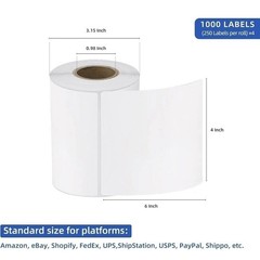 20 Rolls label 4×6 Direct Thermal Shipping 5000 labels Zebra Eltron ZP450 2844